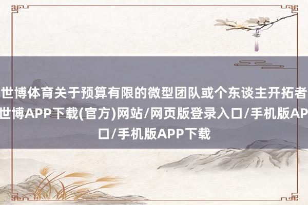 世博体育关于预算有限的微型团队或个东谈主开拓者来说-世博APP下载(官方)网站/网页版登录入口/手机版APP下载